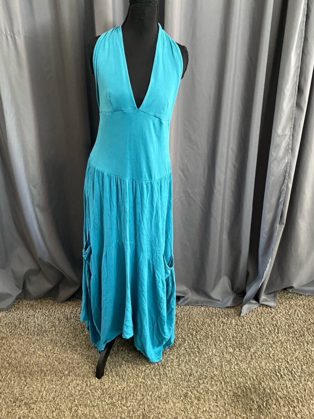 free people asymmetrical, halter, maxi dress, medium